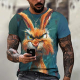 Angry Animal Print Summer Men's T Shirt Casual Short Sleeve Fashion Streetwear Male Oversized Clothing Crew Neck T-Shirts