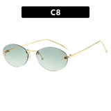 Retro Rimless Oval Cat-Eye Sunglasses