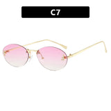 Retro Rimless Oval Cat-Eye Sunglasses