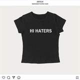 Hi Haters Letter Gothic T-shirt High Street Sexy Tees Harajuku Crop tops Short sleeve top Fairy Grunge Skinny Tops Y2k Clothes 8
