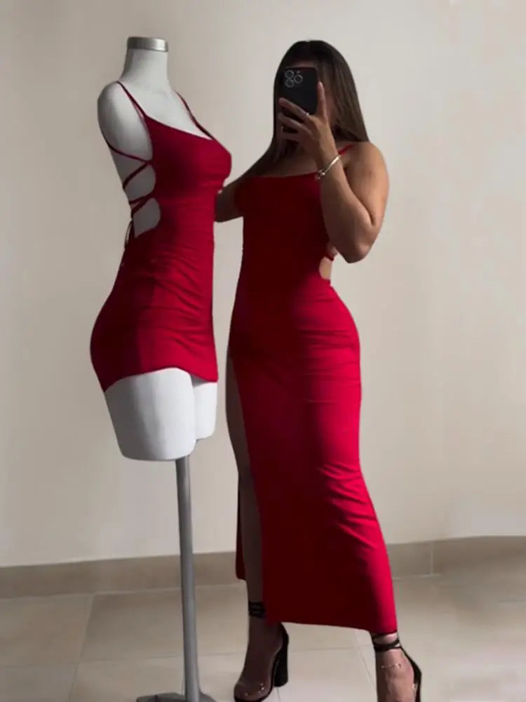 2025 explosive new dress summer high sensibility halter strap Spice Girl bag hip dress 6