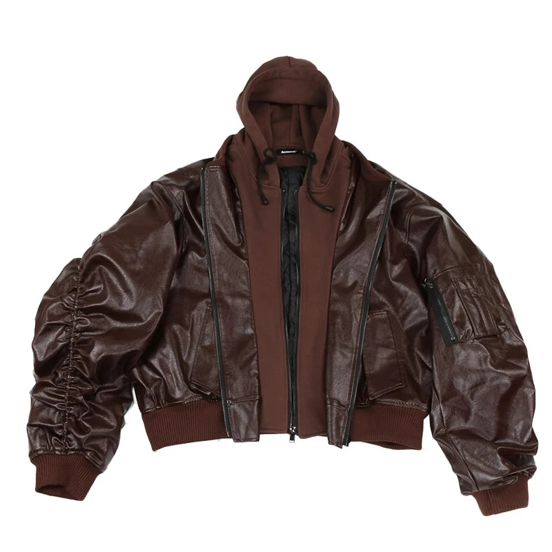 Men’s Oversized Layered Leather Bomber