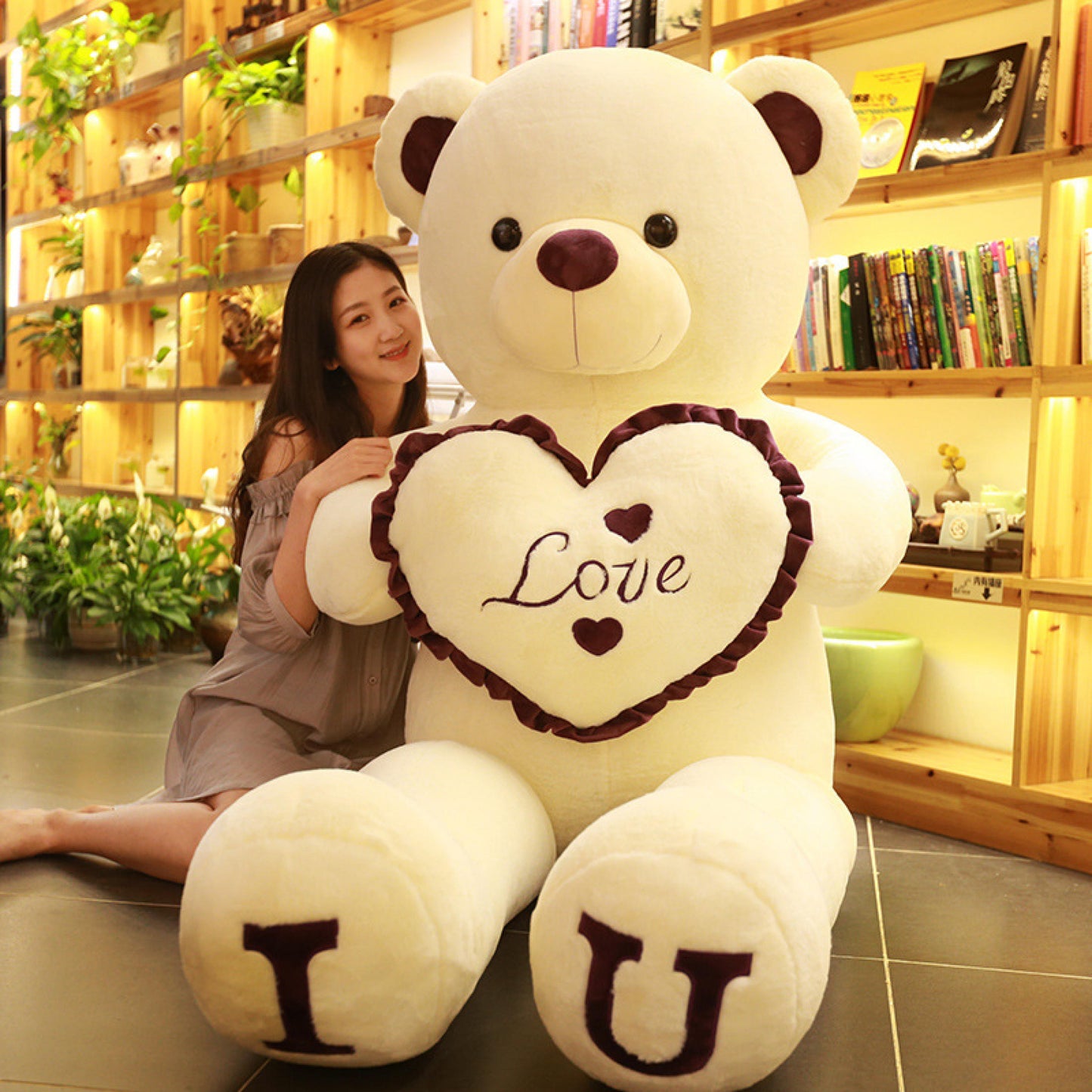 100cm Big I LOVE YOU Bear Plush Toy Lovely Huge Stuffed Soft Bear Doll Lover Bear Adult Toys Birthday Gifts For Girlfriends