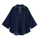 2025 Women Denim Set Loose Fit Button Down Shirt With Wide Leg Pants Fashionable Casual Wear for Women 2