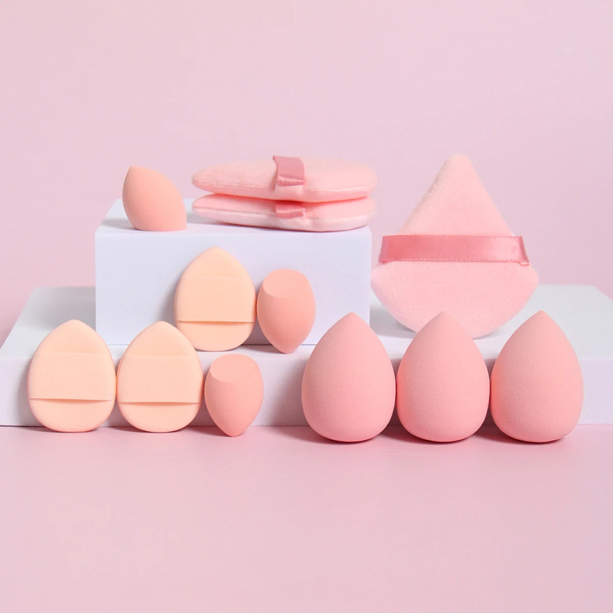 12-Piece All-Purpose Makeup Sponge Set, Made of 3 Loose Powder Puffs, 3 Mini Air Cushion Puffs, 3 Beauty Eggs and 3 Mini Beauty 6
