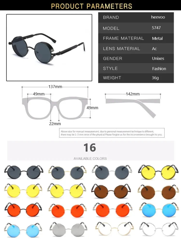 Metal Steampunk Sunglasses Men Women Fashion Round Glasses Brand Designer Vintage Sun Glasses High Quality Oculos de sol UV400 5