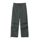 Women Fashion Parachute Cargo Pants Vintage Jogging Trousers High Elastic Waist Female Chic Lady Boot Cut 16