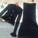 Elegant Ruffled Knit Maxi Dress