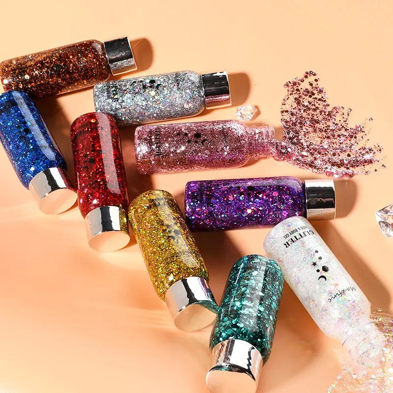 Full Body Gel Sequins Dazzle Color Dress Eye And Hair Highlights Long Term Powder Is Not Easy To Take Off Makeup Flowers 4