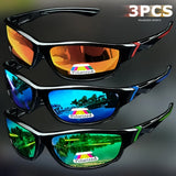 1/3PCS Vintage Sports Sunglasses Men Women Fishing Running Cycling Mountaineering Sport Man Sun Glasses Anti-Glare UV400 4