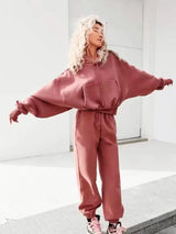 Hoodies Suit Winter Spring Solid Casual Tracksuit Women Fleece 2 Pieces Set Sports Sweatshirts Pullover Sweatpants Wholesale 9