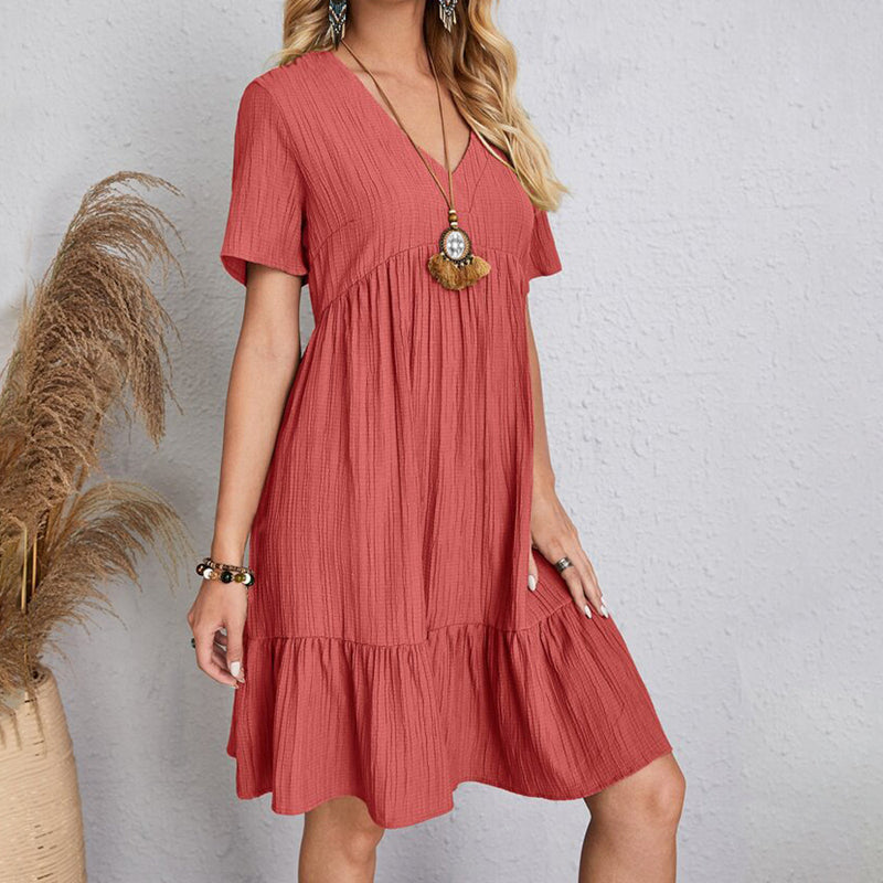 Bohemian V-Neck Mini Dress