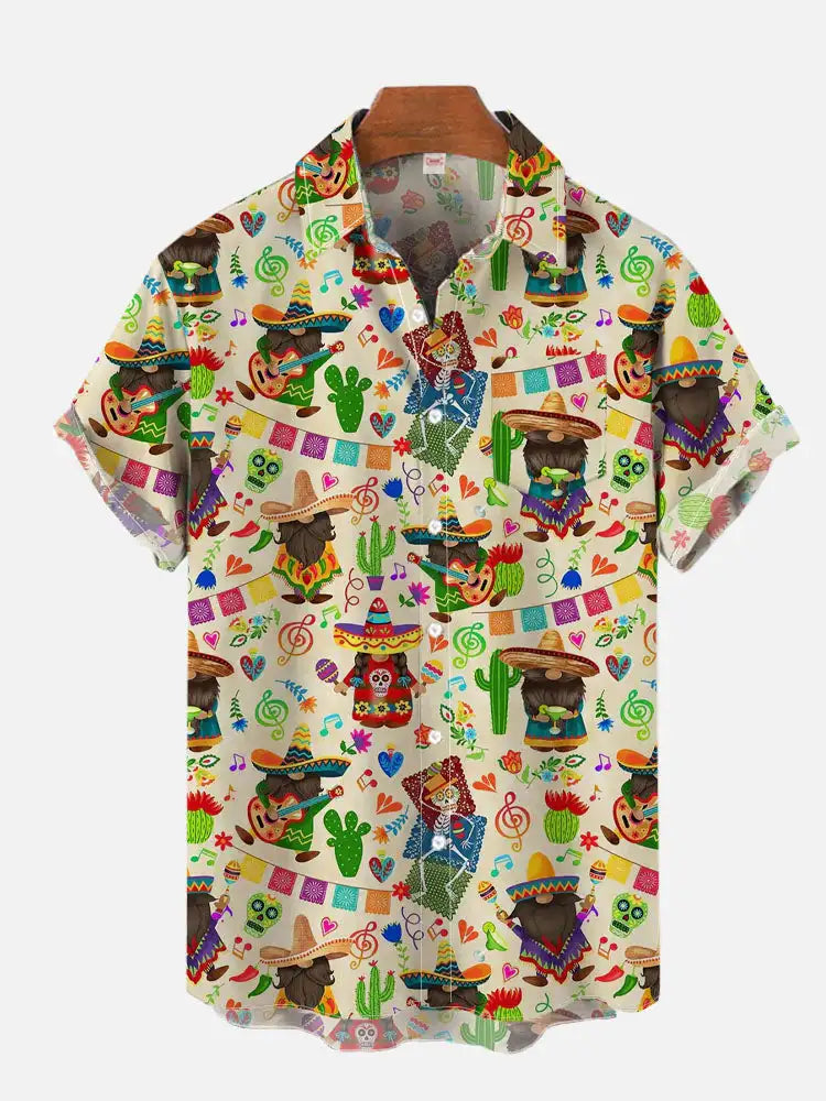 Mexican Graffiti Hawaiian Shirt - Men's Colorful Short Sleeve Hawaii Style 2