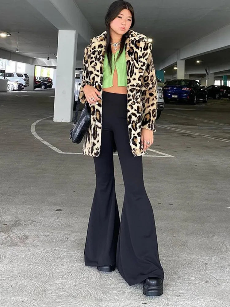 Solid Black Woman Pants Slim Fitting High Waisted Streetwear Casual Flare Pants Women Clothes Full Length Capris Trousers Women 4