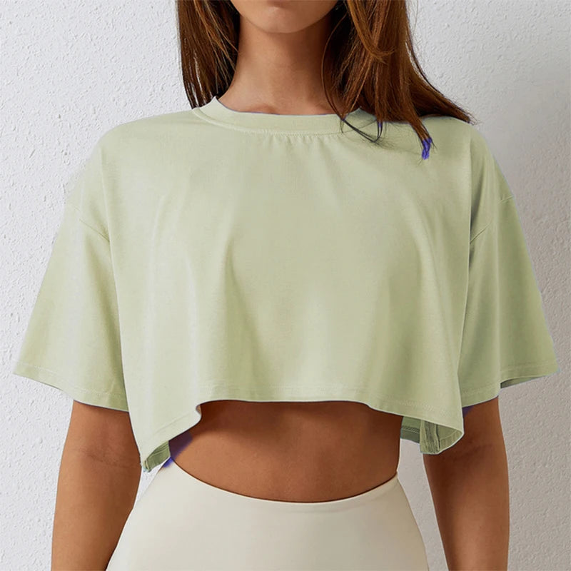 Women’s Cotton Short-Sleeve Yoga Crop Top
