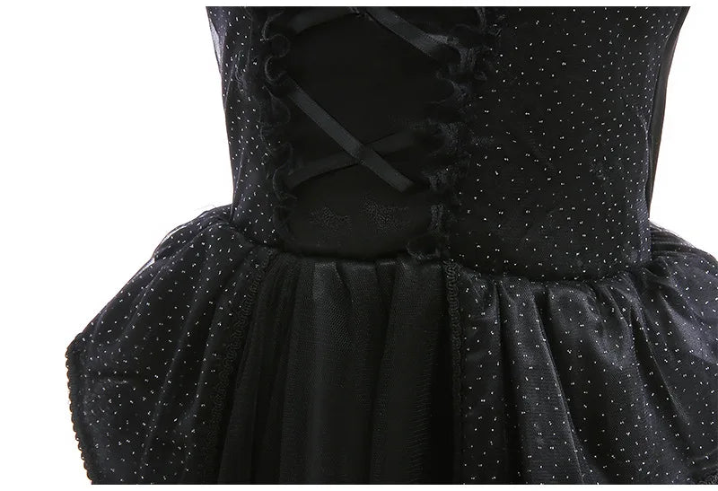 Deluxe Witch Uniform Girl Halloween Costume Evil Wizard Dress with Witch Hat Kid All Saint Day Stage Performance Apparel Vestido 4