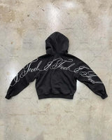 Y2K harajuku Gothic Letter Print Retro Fashion Men And Women Hoodie Hip-Hop Punk Style Black Oversized Zipper Sweatshirts 2