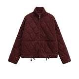 2025 Autumn New Collection Women's Simple Series Multi color Selection Stand up Collar Quilted Warm Cotton Jacket Coat