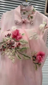 New In 2025 Summer Diamonds Flowers Embroidery Shirts Blouses For Women Long Sleeve Thin Sunscreen  Loose Casual Top Cardigan 4