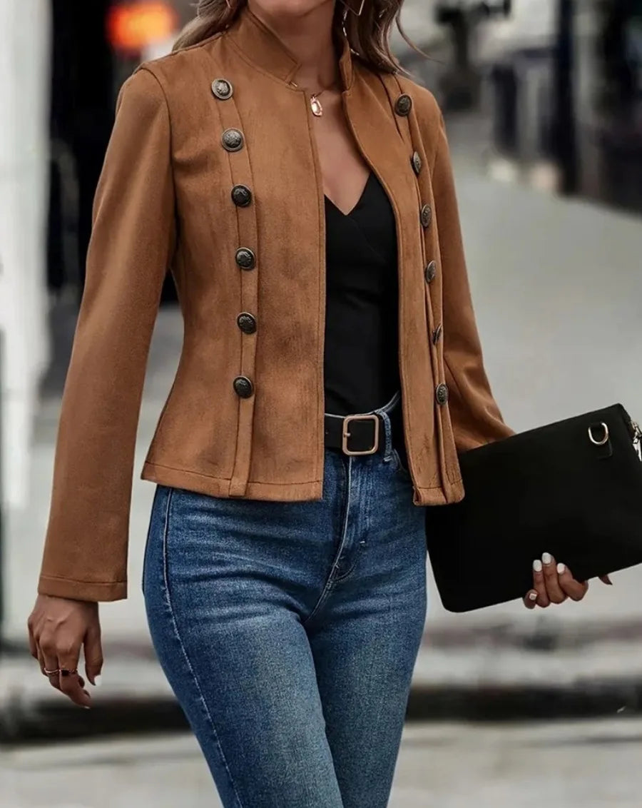 Women’s Faux Suede Open-Front Jacket