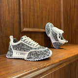 Chunky Sneakers Men Designer Bling Punk Board Shoes Fashion Casual Leather Mesh Breathable Increased Internal Platform Gym Shoes