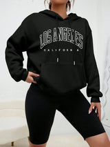 Los Angeles Letter Design Fleece Hoodie