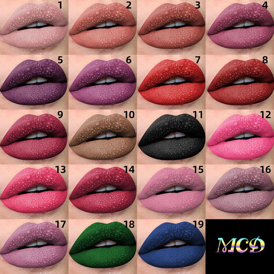 19 colors Matte Velvet Lip Gloss Waterproof Liquid Lipstick Nude Black Lips tint Makeup Lip Glaze Cosmetics Red Lip Stain Beauty 3