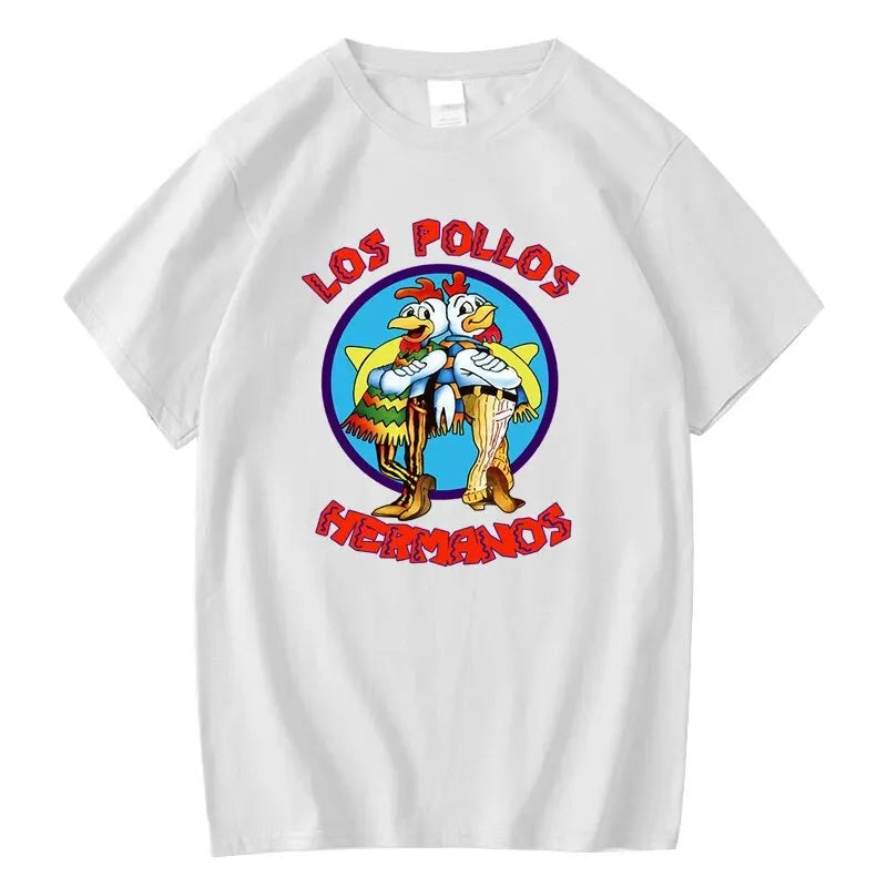 LOS POLLOS Hermanos Funny Printed T-Shirt Men Fashion Casual Short Sleeves Summer Cotton Breathable Tshirt Chicken Brothers Tees 2