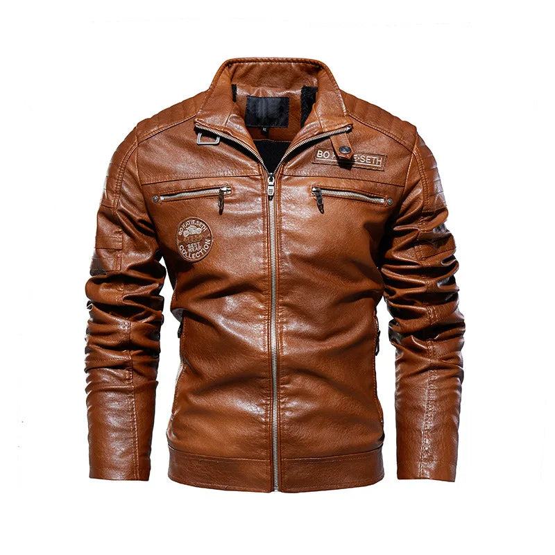 Motorcycle commuting racing suit outdoor cycling suit jacket autumn European and American tough guy lapel leather jacket 2