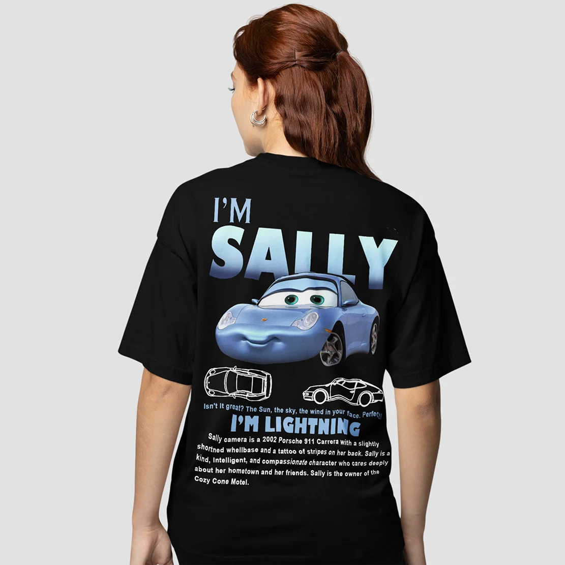 Fun Sally I'm Lightning Car Outfit T Shirt for Men Women Mcqueen Tee Shirt 100% Cotton New Arrival Clothing Love Gift For Couple