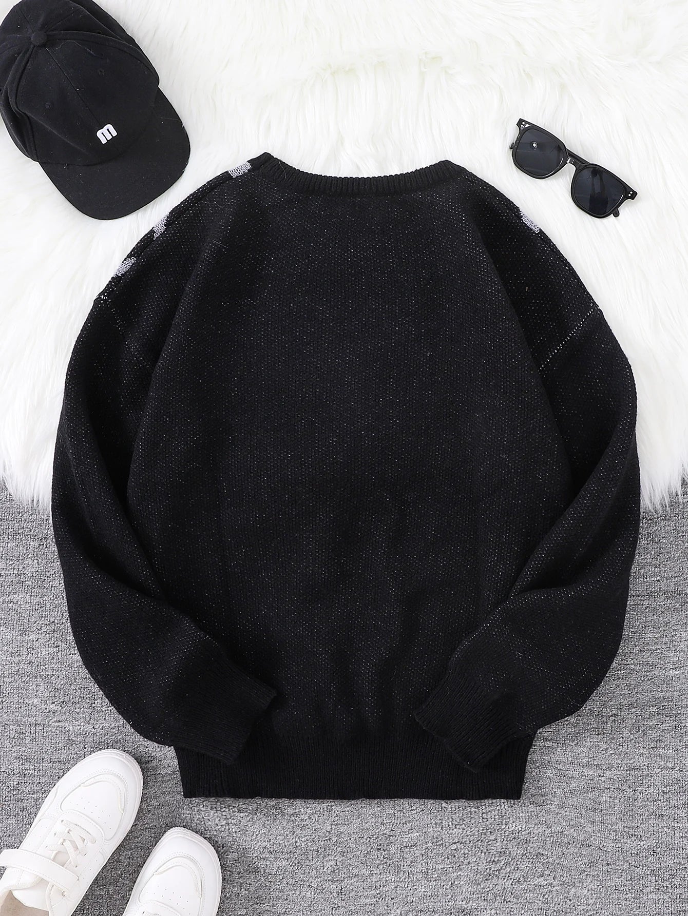 Autumn and Winter Spider Web Jacquard Pattern Pullover Sweater Casual Round Neck Knitted Men's Pullover 2