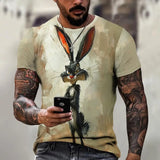 Angry Animal Print Summer Men's T Shirt Casual Short Sleeve Fashion Streetwear Male Oversized Clothing Crew Neck T-Shirts