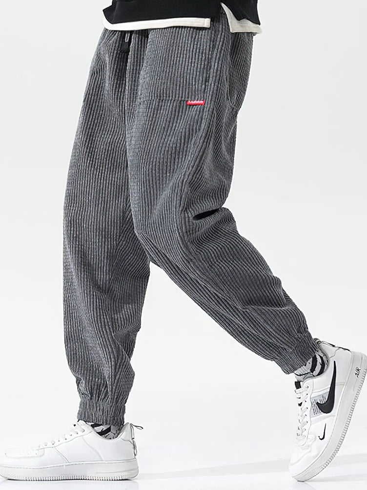 Baggy Corduroy Harem Pants Men | Solid Color Loose Sweatpants | Winter Casual Trousers 2