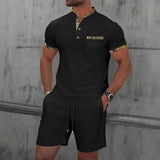 Men’s Summer Waffle-Knit Zip Lapel Set