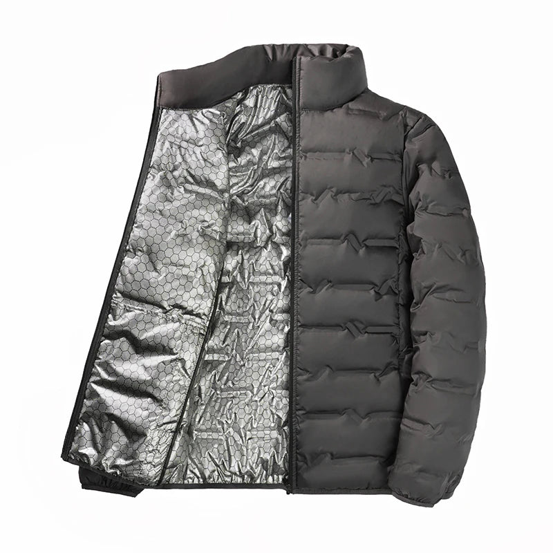 Graphene Self-heating Down Jacket Men Solid Windproof Pleated Down Jackets Stand Collar Classical Warm Winter Jackets Male 4