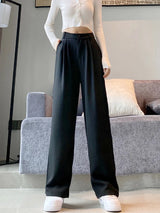 New-Women-Pants-Fashion-High-Waist-Stright-Long-Wide-leg-Suit-pants-Female-Casual-Spring-Summer
