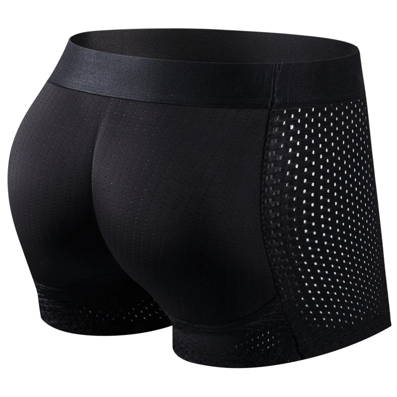 Men Trunks Built-in Fake Butt Hip Lifter Enhancer Shorts Boxer Briefs Padded Underwear Shapewear Underpants Nylon Breathable 2