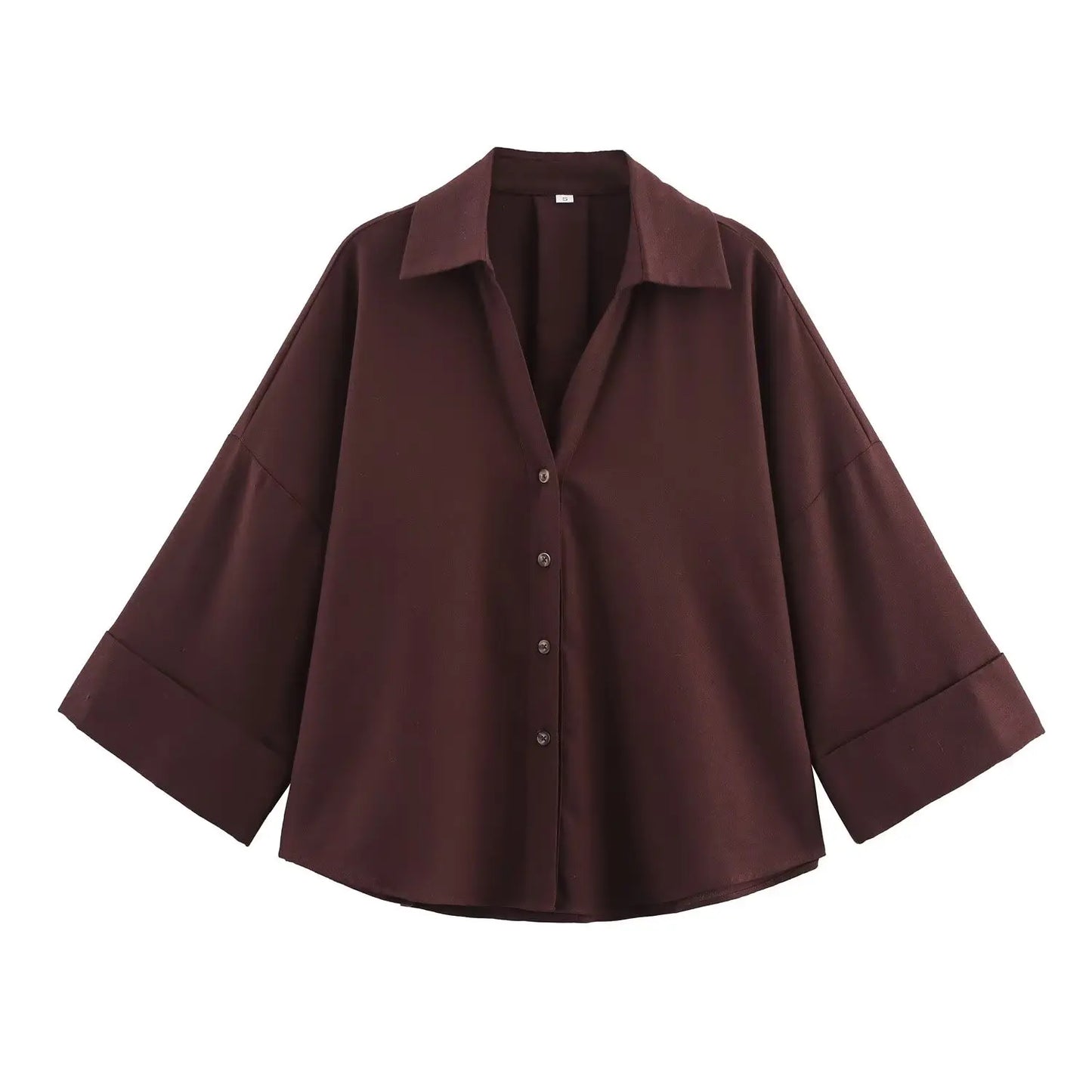 Women’s Asymmetric Linen Wide-Sleeve Shirt