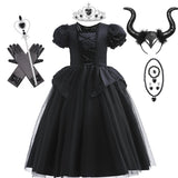 Girls' Dark Forest Queen Cosplay Dress with Wings