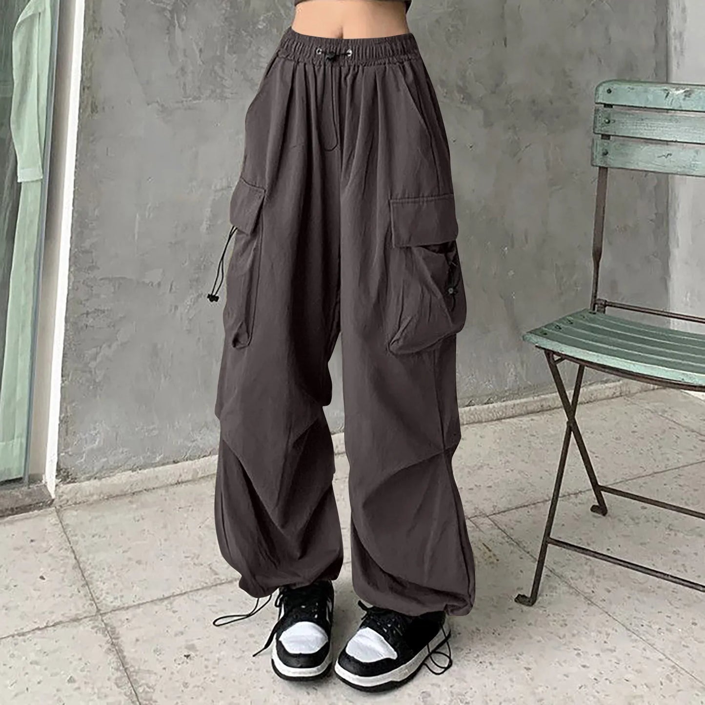 Women Pants Casual Low Waist Drawstring Sweatpant Solid Drawstring Parachute Trousers Oversized Pants Jogger Women'S Pants 4