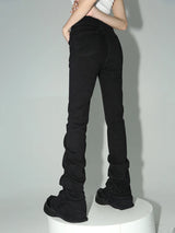 REDDACHiC Black Ruched Flare Jeans Women Solid Stretch Bootcut Stacked Pants High Rise Trousers Harajuku Goth Grunge Y2k Clothes 6