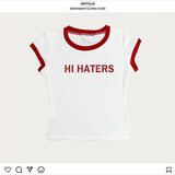 "Hi Haters" Letter Print Gothic T-shirt