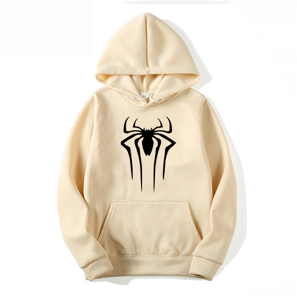 Fashion brand Men's Hoodie Casual Hoodie Sweatshirt Men's/Women's top Solid color printed spider hoodie sweatshirt