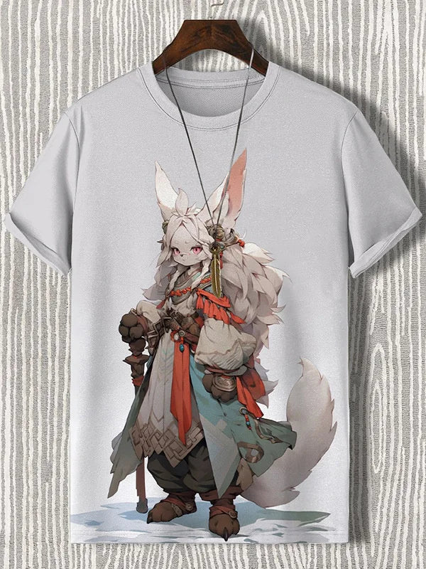 3D Printed Samurai Cat T-Shirt | Japanese Inspired Men's Tee