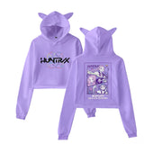 Hot Movie Print Cat Ears Long Sleeve Crop Tops Girls Fashion Hoodie Harajuku Streetwear Hoodie Women 2025 Girls Clothing 4