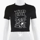 Harajuku Loded Diper Letter Print Crop Top Y2K Aesthetic Gothic Summer Baby Tee Vintage Short Sleeve Slim T-shirt Woman Clothing 3