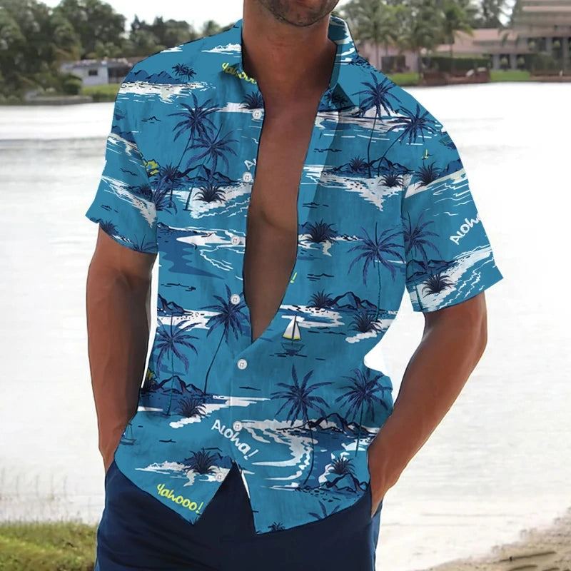 2025-Summer-Animal-Crane-Men-Hawaiian-Shirt-3d-Plant-Shirt-For-Men-Flower-Print-Plus-Size