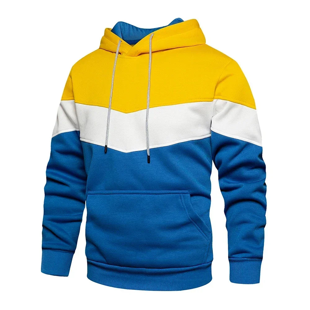 Men's Patchwork Hooded Sweatshirt Hoodies Clothing Casual Loose Fleece Warm Streetwear TheFashionFever 3