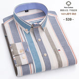100-Cotton-Oxford-Men-s-Shirts-Long-Sleeves-Plaid-Soft-Regular-Fit-Formal-Dress-Shirt-Pocket