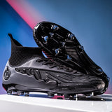 Mens Soccer Cleats Outdoor Lightweight High-Top Training Boots, Professional Athletic Long Spikes and TF Ground Football Shoes